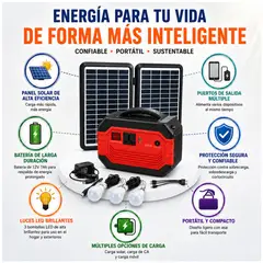 OEM - Estación de Energía Solar Portátil con 2 Paneles Solares, Luz LED, USB,