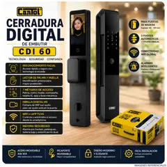 CANTOL - Cerradura Inteligente CDI-60 Face ID con Cámara HD, Huella Digital y App