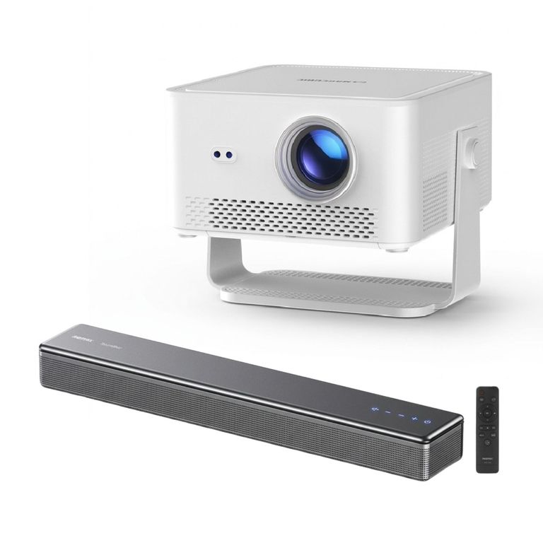 Combo Proyector HY450 Max 1100 ANSI + Barra de Sonido 2.1 Ca