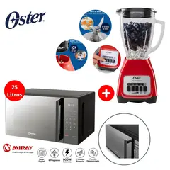 OSTER - Combo Horno Microondas de 25 Litros Miray + Licuadora Potente