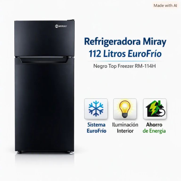 Refrigeradora 112 Litros EuroFrio Negro Top Freezer RM-114H + 1 Año de Garantía