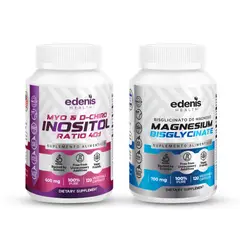 EDENIS HEALTH - Pack Myo y D-Chiro Inositol + Bisglicinato de Magnesio 120 Cápsulas
