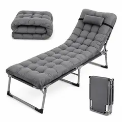 INSPIRA MARKET - Cama Portátil Plegable Reforzada con Colchón Desmontable 4 Posiciones para Descanso