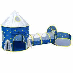 INSPIRA MARKET - Carpa Infantil Circuito 3 en 1 con Túnel de Juego Plegable y Portátil Azul