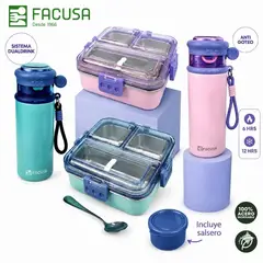 GENERICO - TAPER LONCHERA 580 ml +TERMO 650 ml AZUL EXCLUSIVO POR FACUSA ORIGINAL
