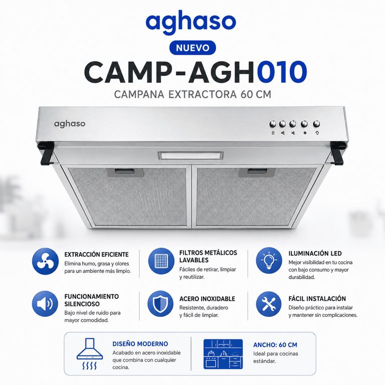 Campana Extractora CAMP-AGH010 INOX 60CM