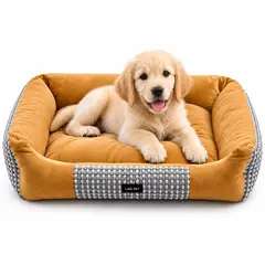 INSPIRA MARKET - Cama para Mascotas Acolchada y Reversible para Perros y Gatos 50 x 45 x 18 cm Color Camel