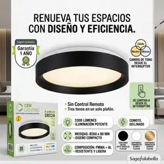 OEM - Luminaria Decorativa de 30 W Plafón Grecia 3300Lm Luz Cálida Neutra Blanca Control desde Interruptor