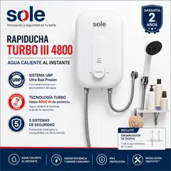 Sole - Rapiducha Turbo III 4800 4000W UBP Baja Presión y 5 Sistemas de Seguridad