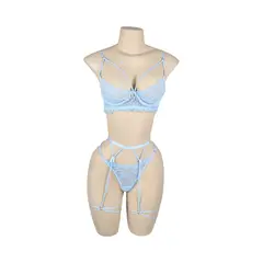 GENERICO - Conjunto de Lencería Sexy con Liguero y Encaje con Varilla