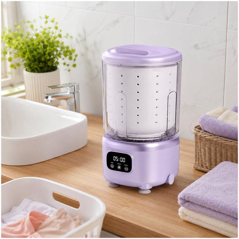 Mini Lavadora Portátil Inalámbrica Recargable 2L Lavado Esterilización Centrifugado - Purpura - M