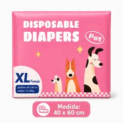 GENERICO - Pañal para mascotas Hembra - Talla XL 40-60cm