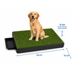 GENERICO - BAÑO ECOLÓGICO PORTÁTIL CON CÉSPED PARA PERROS 63 x 50 x 6 cm
