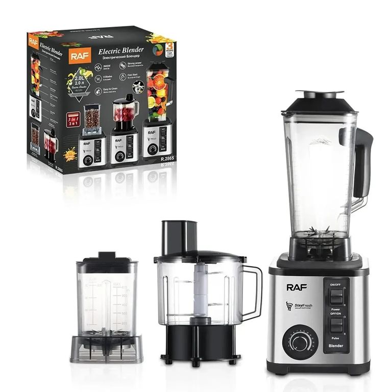 LICUADORA RAF 3 EN 1, TRITURA HIELO, 2600 WATTS Y 15 VELOCIDADES