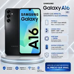 SAMSUNG - Celular Galaxy A16 4G 4GB RAM 128GB NEGRONEGRONEGRO