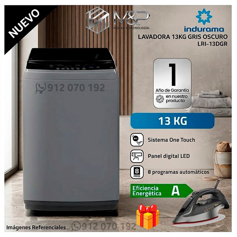 LAVADORA 13KG LRI-13DGR GRIS OSCURO + Plancha