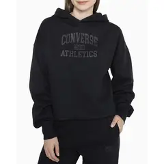 CONVERSE - Polera Mujer Basic Hoodie Negro