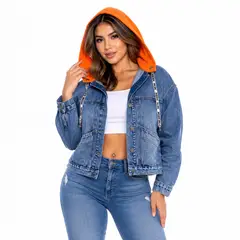 BENCUS JEANS - Abrigo Jeans Oversize Mujer Capucha