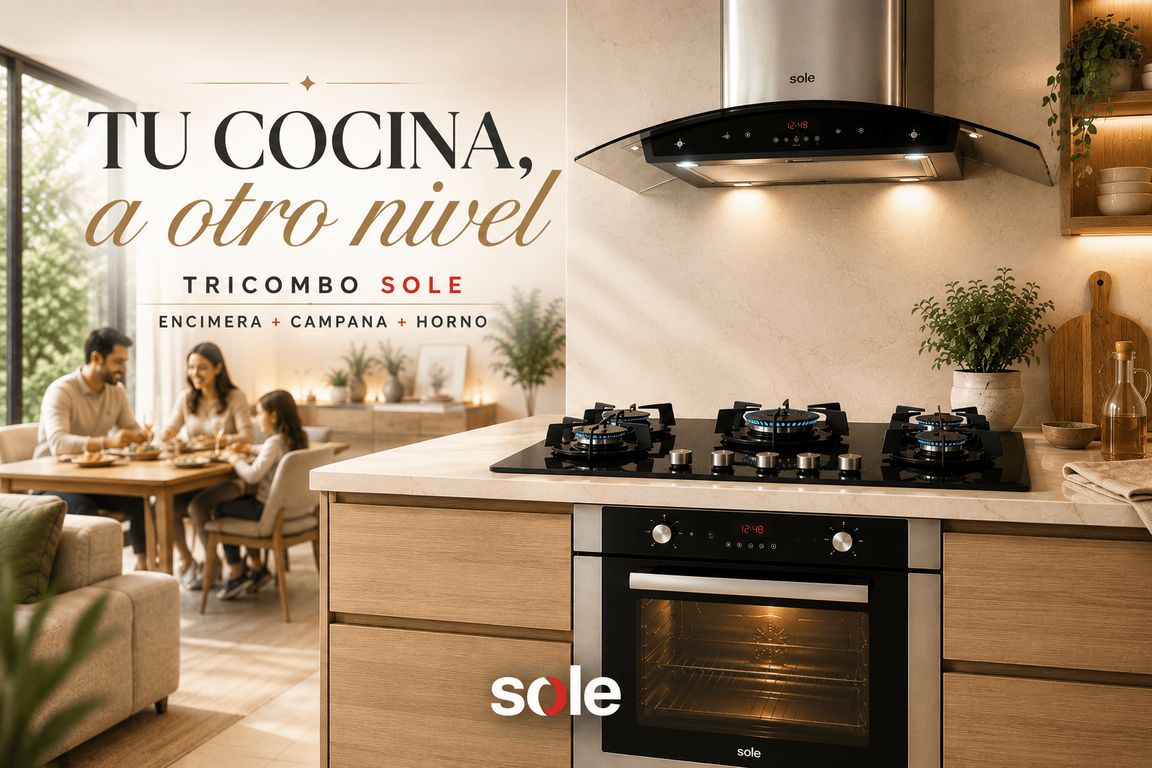 Tricombo Premium: Encimera 5 Hornillas + Horno a Gas 70L + Campana Venus Plus 90cm