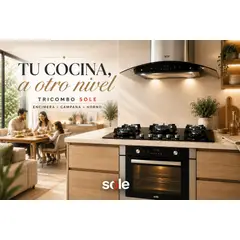 Sole - Tricombo Premium: Encimera 5 Hornillas + Horno a Gas 70L + Campana Venus Plus 90cm