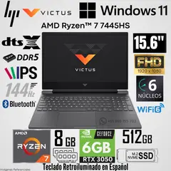 HP - Laptop Victus 15-FB3018LA AMD Ryzen 7 7445H 8GB RAM 512GB SSD RTX 3050-6GB 15.6" FHD - 144Hz