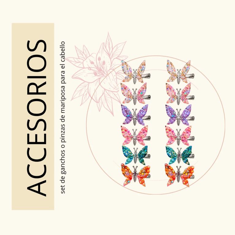Set de ganchos o pinzas de mariposa para el cabello