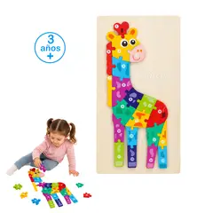 KIDS - Rompecabezas Numérico Grande de Madera del 1 al 20 en Forma de JIRAFA para Niños