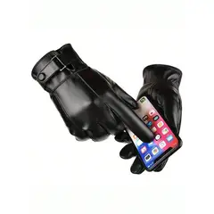 VATYERTY - Guantes Hombre Mujer Efecto Piel Negro