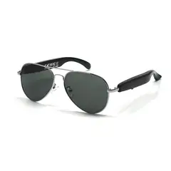 RENVMEXY - Lentes Inteligentes de Sol F18 Reproducción Música Tactil Smartglasses plata verde oscuro