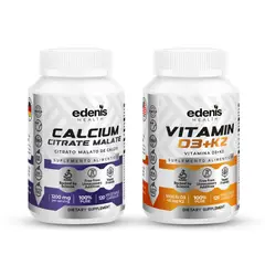 EDENIS HEALTH - Pack Citrato Malato de Calcio + Vitamina D3 K2 120 Cápsulas