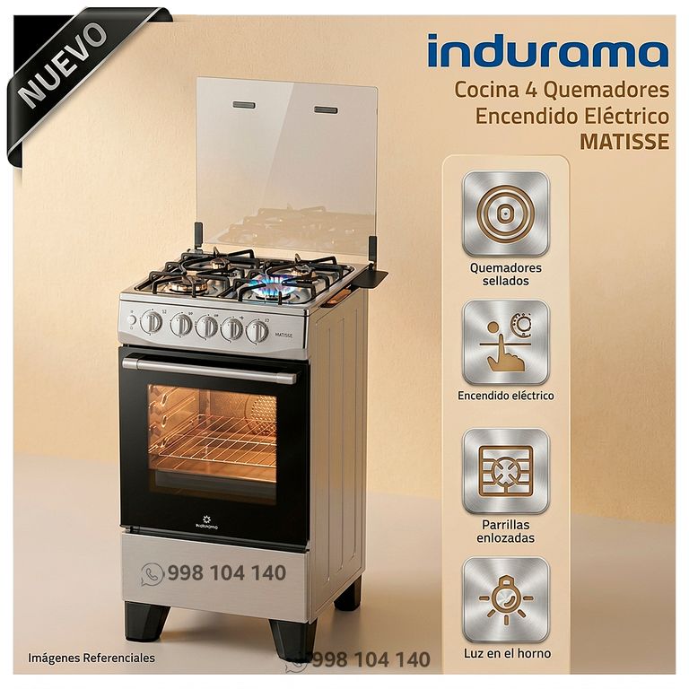 Cocina a Gas MATISSE 20" Croma 4 Hornillas - Modelo Nuevo