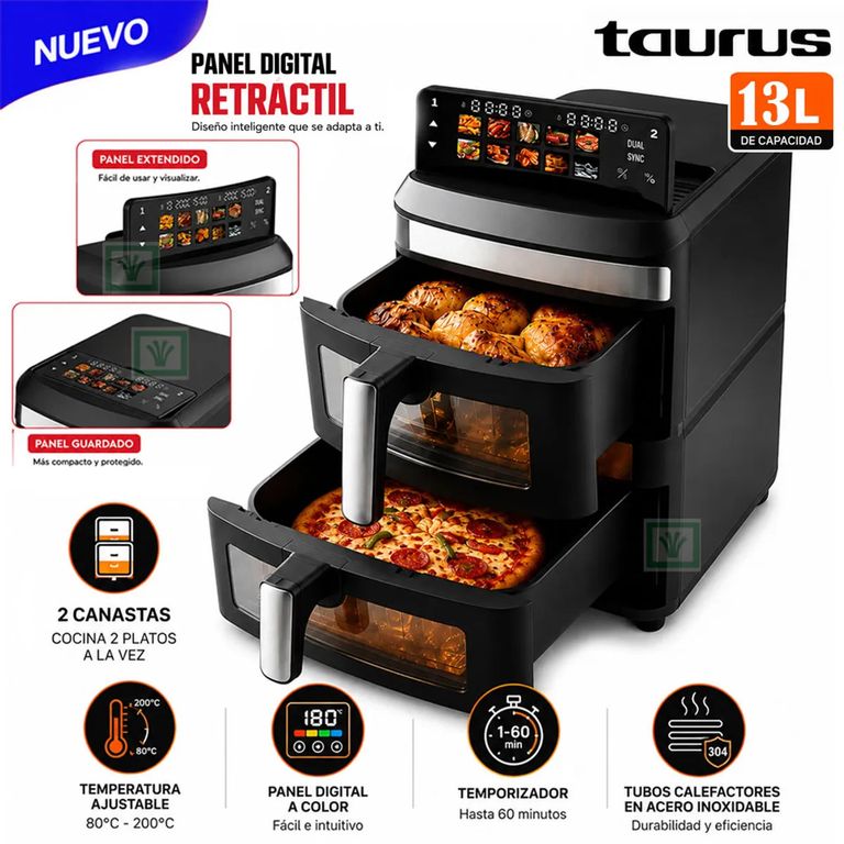 Freidora de Aire Digital Doble compartimiento Duo Air Tower 13 Litros