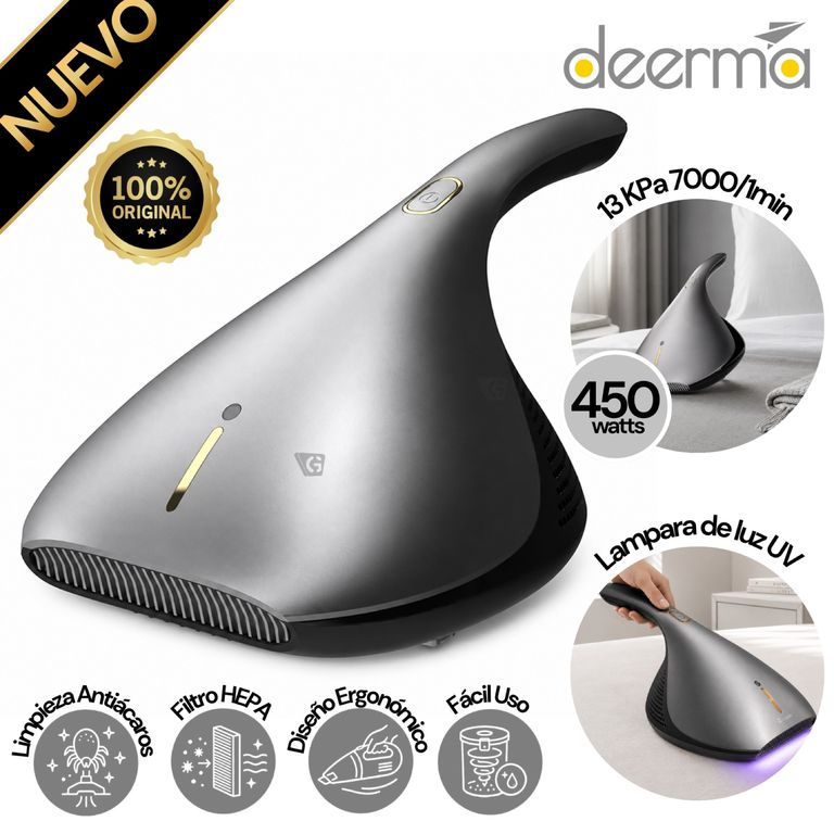 Aspiradora de Mano Anti-Ácaros EX919 Luz UV Calor 50°C Gris