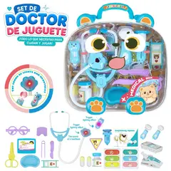 PEQUEÑAS TRAVESURAS - Juguete Maletín de Doctora Azul con Luz y Sonido 25 Piezas