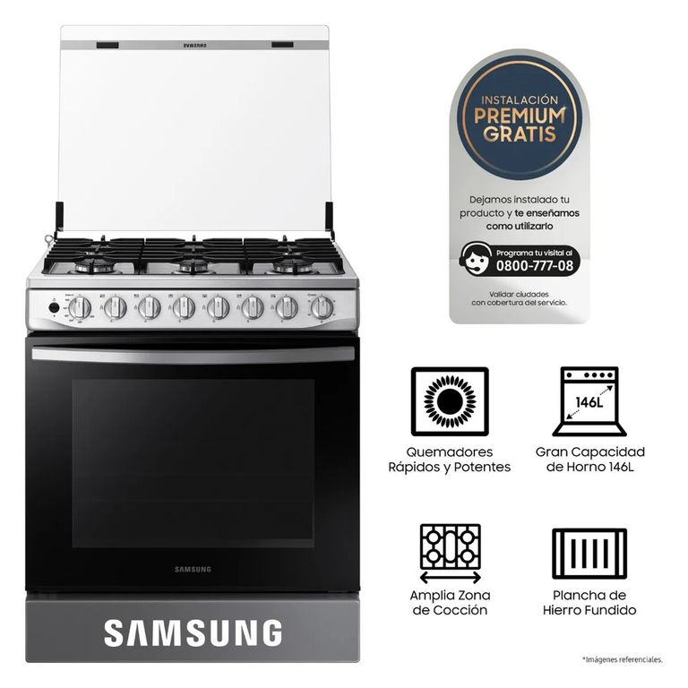 Cocina a Gas 6 hornillas con Plancha NX52T5311PSPE Inox