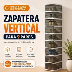 GENERICO - Organizador De Zapatos Vertical Para 9 Pares Zapatera Premium - Color Ahumado