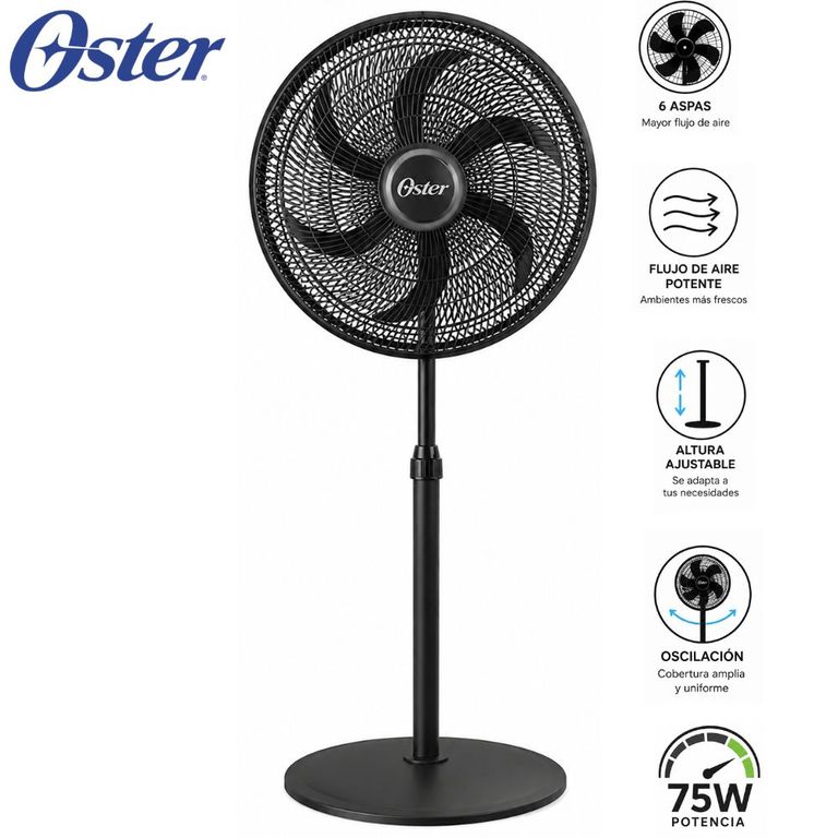Ventilador de Pedestal T1631 18" 75 W Negro