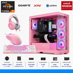 AMD CORP - PC GAMER EDICION ROSA AMD RYZEN 7 5700X, 16GB, SSD 512GB, RX 7600 8GB, CASE ARGB, 650W, PERIFERICOS