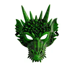 GENERICO - Máscara de Dragón Verde con Cuernos para Halloween Fiesta Cosplay