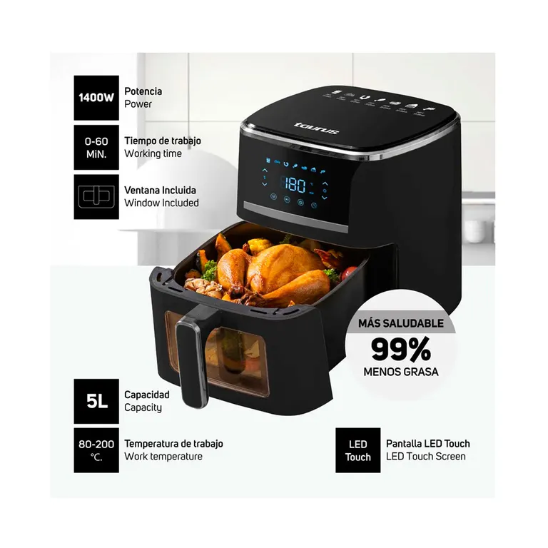 Freidora de Aire 5Lt Black Fryer