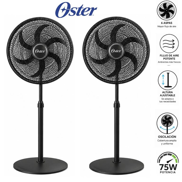 PACK 02 Ventiladores de Pedestal T1631 18" 75 W Negro