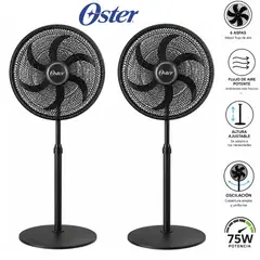 OSTER - PACK 02 Ventiladores de Pedestal T1631 18" 75 W Negro