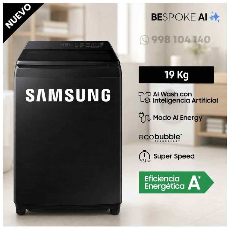 Lavadora 19KG AI Wash EcoBubble Negra WA80F19S8BPE