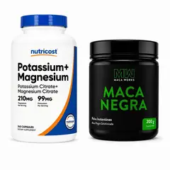 MACA WORKS - Pack Potasio y Magnesio Nutricost y Maca Negra 200 g