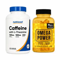 MUJER AGUAJE - Pack Cafeína con L-Teanina y Omega Power 60 Cápsulas