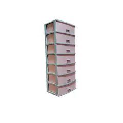 GENERICO - Cómoda de Plástico Ratán 7 Cajones Rosa