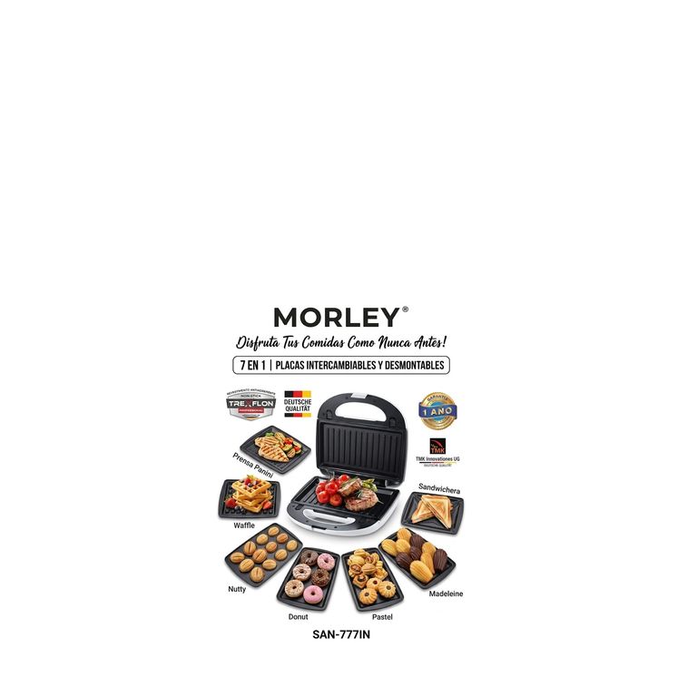 Waflera Sandwichera Multifuncional 7 en 1 Placas Intercambiables 1500 Watts Antiadherente