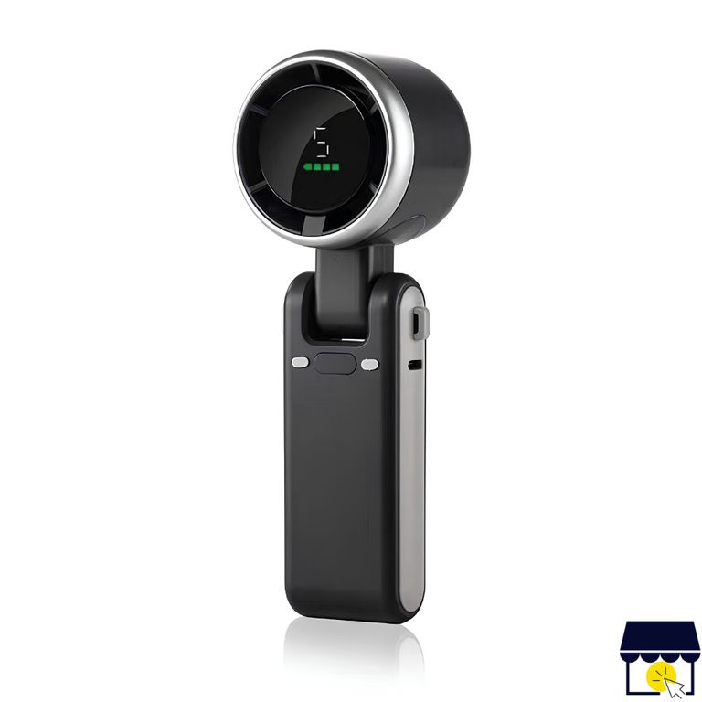 Ventilador Portátil de Mano 5 Velocidades con Pantalla Digital - Negro