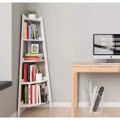 GENERICO - ESTANTE ESQUINERO DE PARED DE 5 NIVELES BLANCO