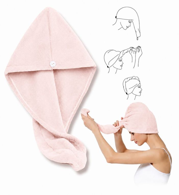 Pack de 2 Toallas o Turbante para el cabello de Microfibra Rosa